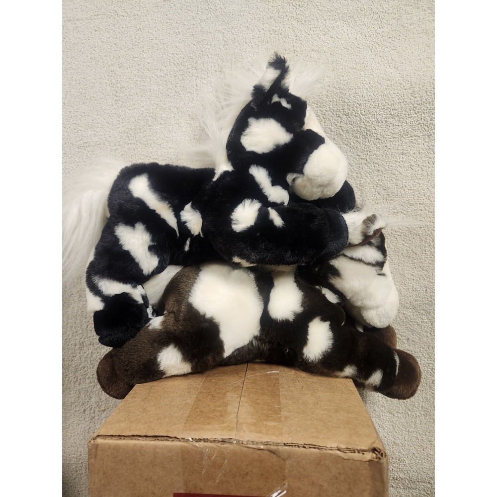 Aurora Geronimo Floppy Horse Pony Brown/Black White Bean Bag Plush Toy 12" Lot 2